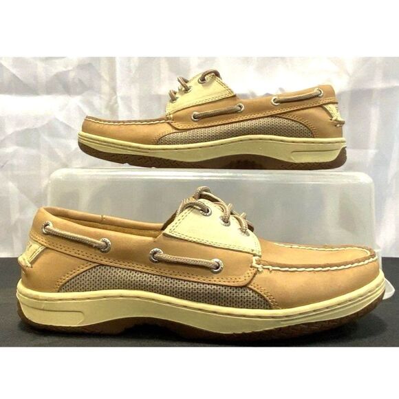 $115 LIKE NEW Sperry Men\'s Brown Leather Billfish 3-eye Boat Shoes Size 8